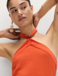Halter Neck Bead Detail Maxi Beach Dress