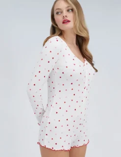 Heart Ribbed Playsuit