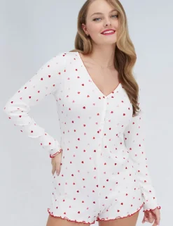 Heart Ribbed Playsuit