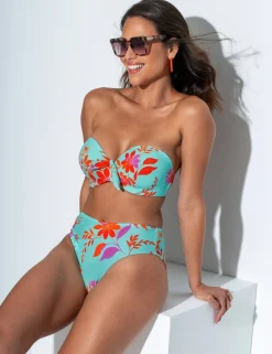 Heatwave Floral Padded Bandeau Bikini Top (B-F)