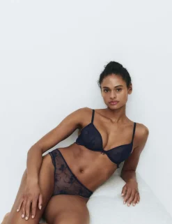 Helena Embroidered Wired Plunge Bra (A-E)