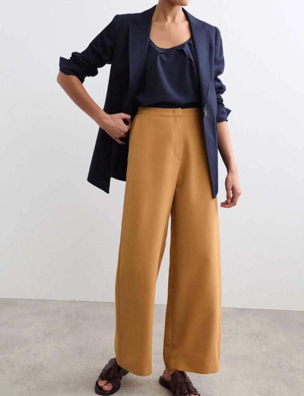 Herringbone Wide Leg Trousers