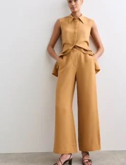 Herringbone Wide Leg Trousers