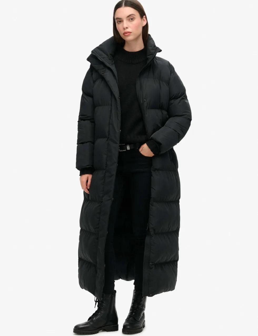 High Neck Longline Puffer Jacket