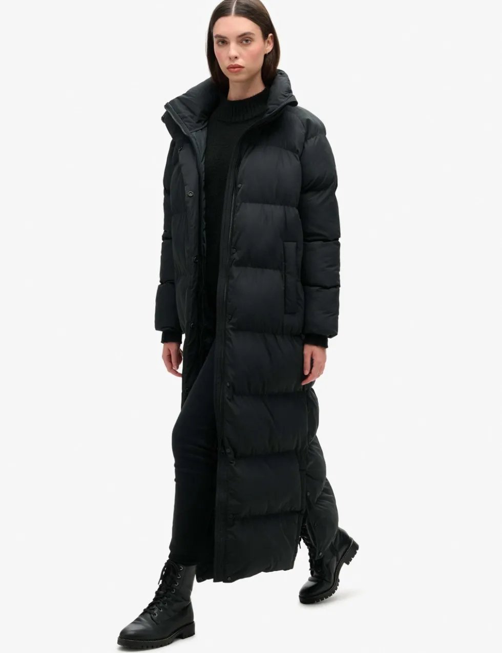 High Neck Longline Puffer Jacket