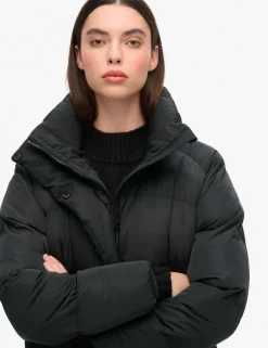 High Neck Longline Puffer Jacket