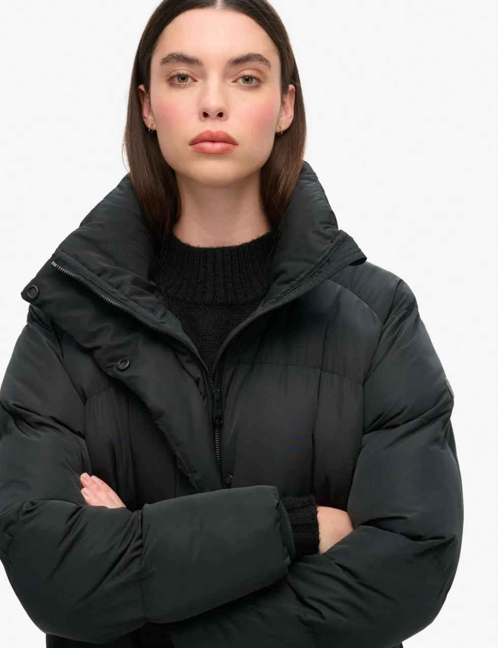 High Neck Longline Puffer Jacket