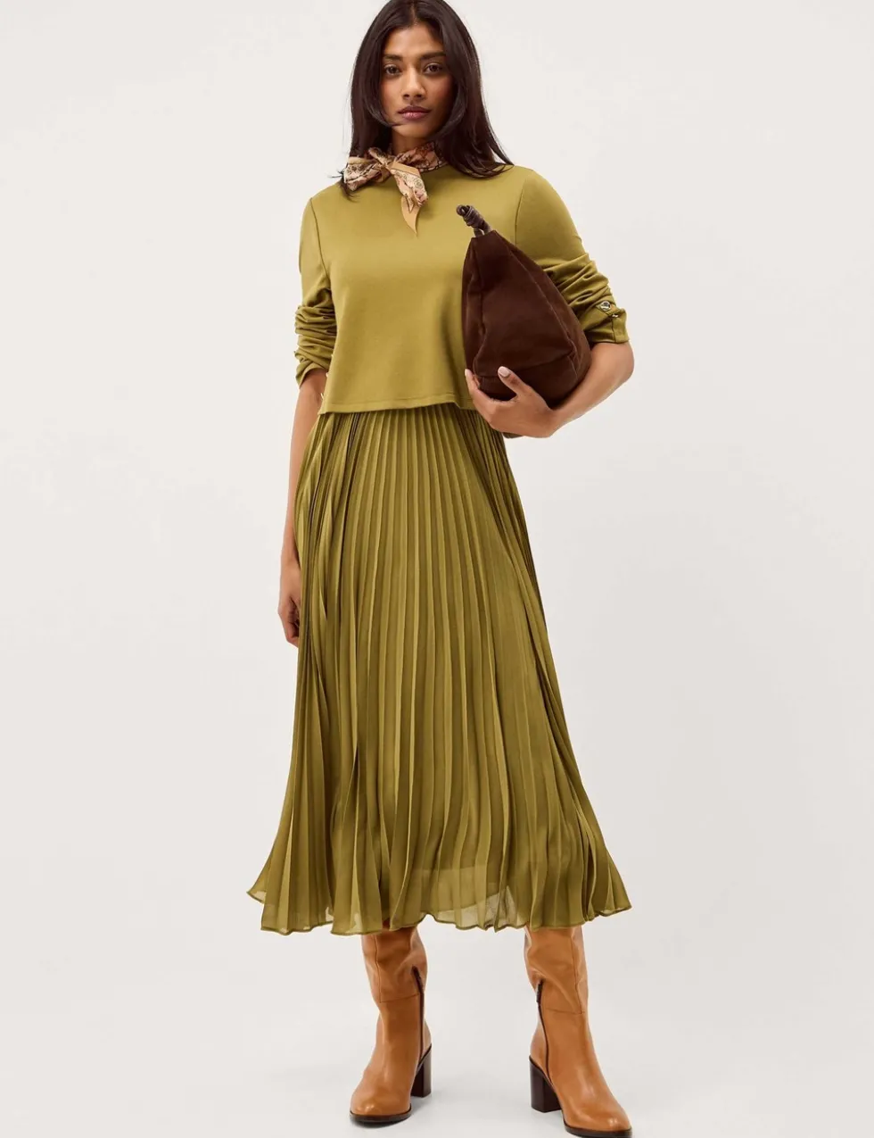 High Neck Midi Skater Dress