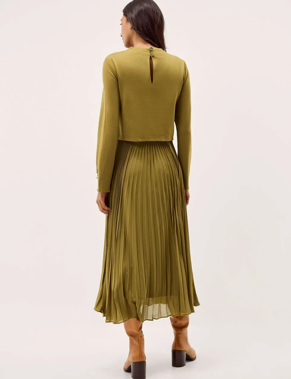 High Neck Midi Skater Dress