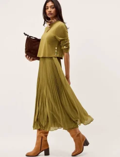 High Neck Midi Skater Dress
