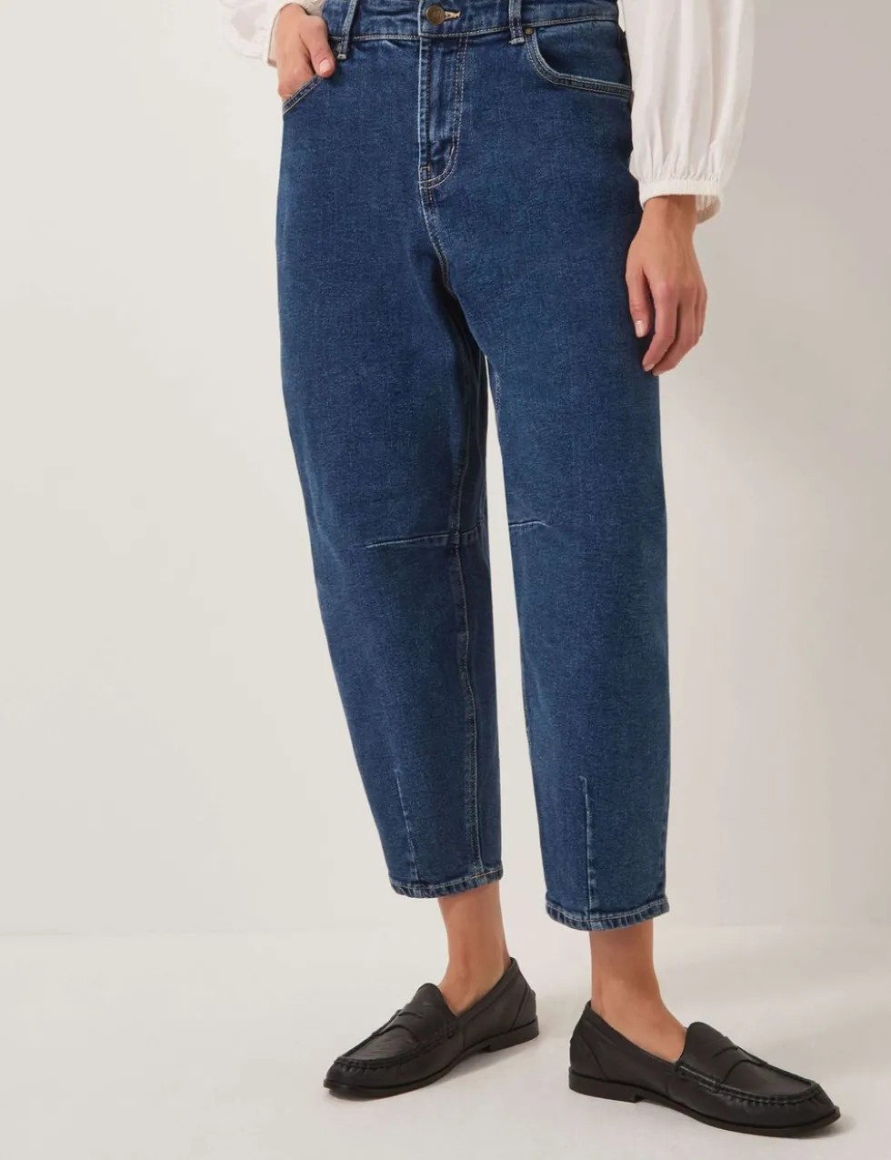 High Waisted Barrel Ankle Grazer Jeans