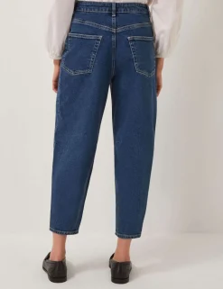 High Waisted Barrel Ankle Grazer Jeans