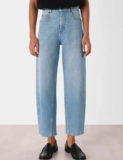High Waisted Barrel Ankle Grazer Jeans