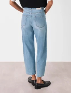 High Waisted Barrel Ankle Grazer Jeans
