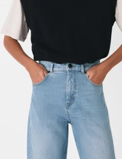 High Waisted Barrel Ankle Grazer Jeans
