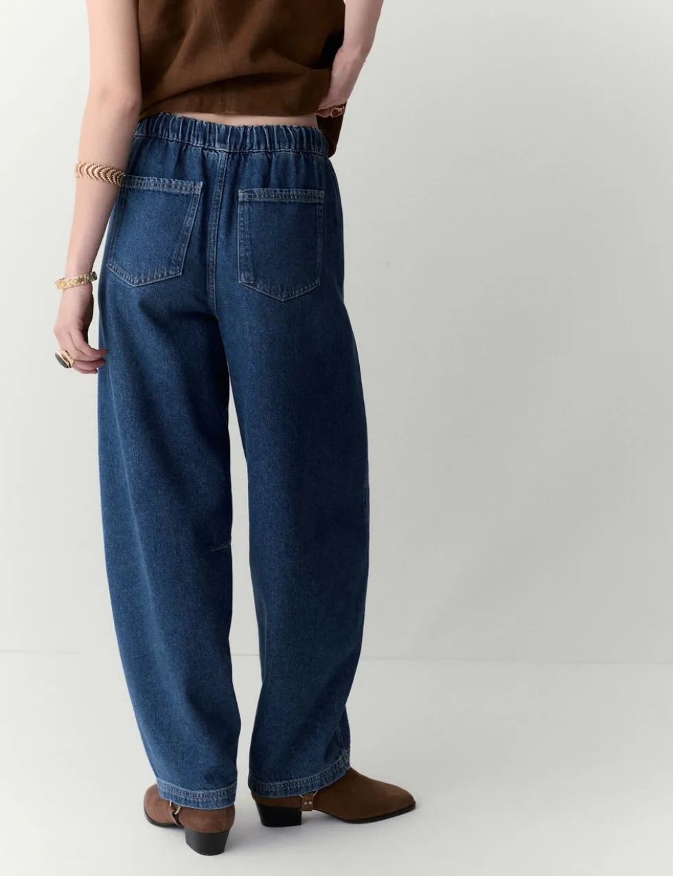 High Waisted Barrel Ankle Grazer Jeans