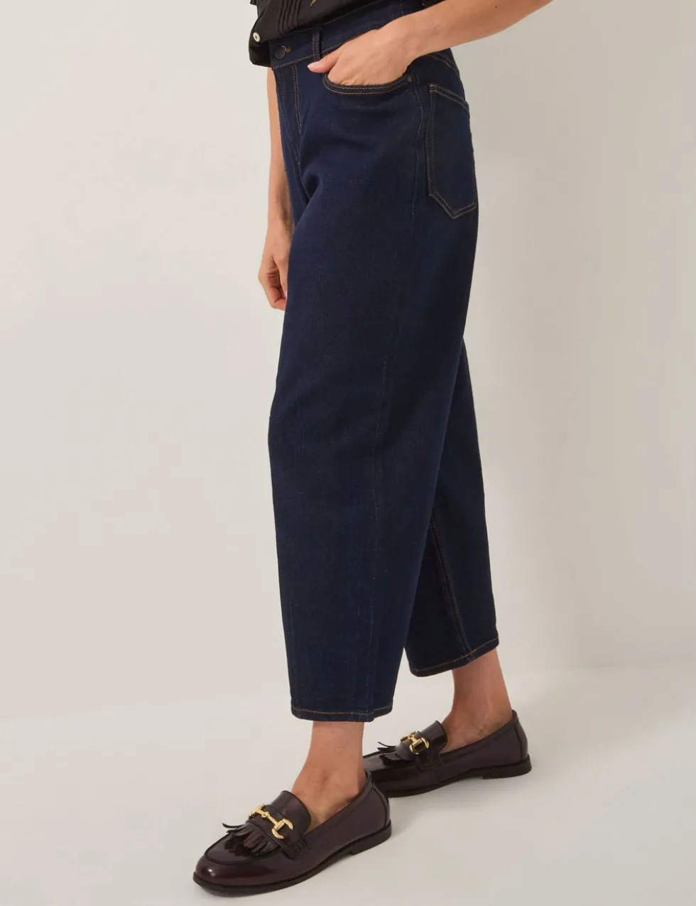 High Waisted Barrel Ankle Grazer Jeans