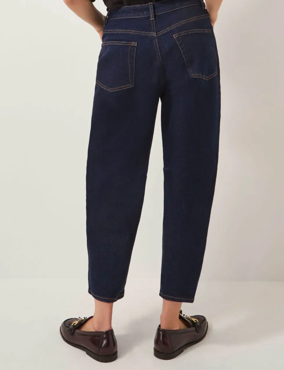 High Waisted Barrel Ankle Grazer Jeans