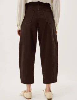 High Waisted Barrel Cropped Jeans