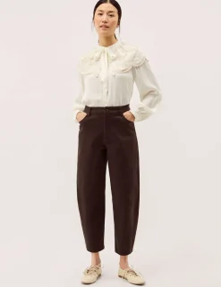 High Waisted Barrel Cropped Jeans