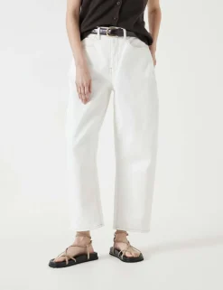 High Waisted Barrel Leg Ankle Grazer Jeans