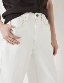 High Waisted Barrel Leg Ankle Grazer Jeans