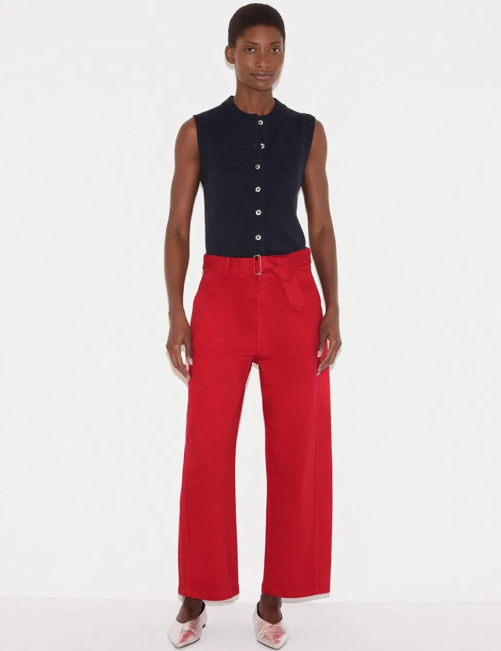 High Waisted Belted Barrel Jeans