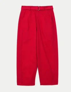 High Waisted Belted Barrel Jeans
