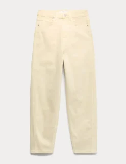 High Waisted Carrot Leg Ankle Grazer Jeans