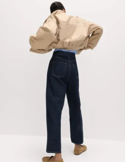 High Waisted Carrot Leg Ankle Grazer Jeans