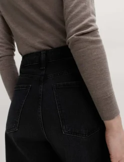 High Waisted Carrot Leg Ankle Grazer Jeans