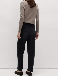 High Waisted Carrot Leg Ankle Grazer Jeans