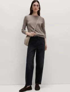 High Waisted Carrot Leg Ankle Grazer Jeans