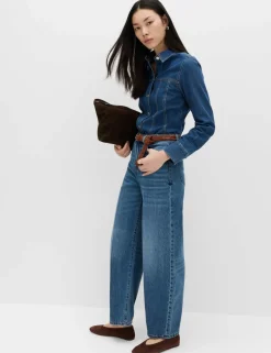 High Waisted Crease Front Barrel Jeans