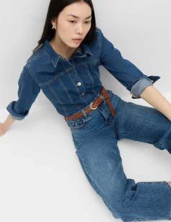High Waisted Crease Front Barrel Jeans