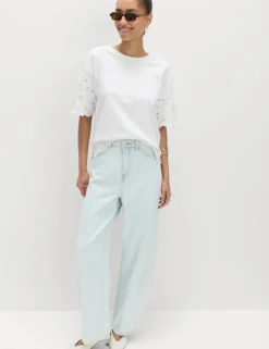 High Waisted Crease Front Barrel Jeans