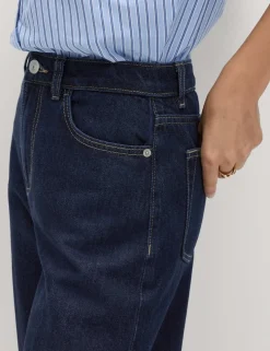 High Waisted Crease Front Barrel Jeans