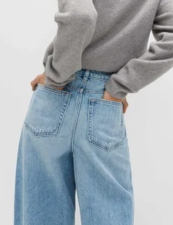 High Waisted Crease Front Barrel Jeans
