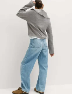 High Waisted Crease Front Barrel Jeans
