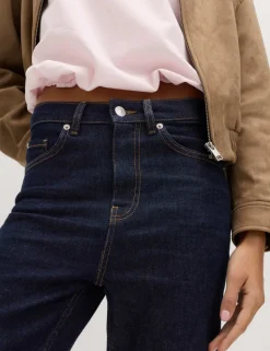 High Waisted Cropped Slim Fit Jeans