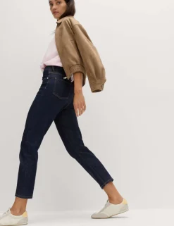 High Waisted Cropped Slim Fit Jeans