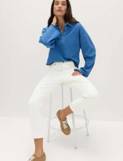 High Waisted Cropped Slim Fit Jeans
