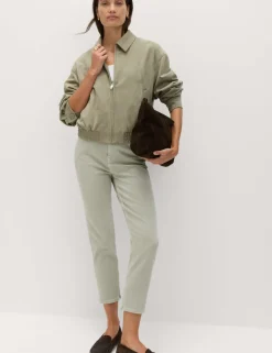 High Waisted Cropped Slim Fit Jeans