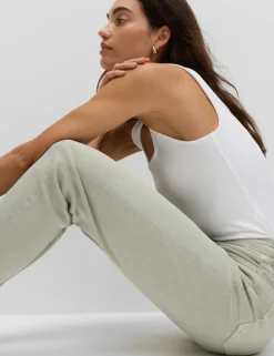 High Waisted Cropped Slim Fit Jeans
