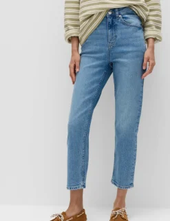 High Waisted Cropped Slim Fit Jeans