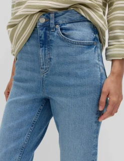 High Waisted Cropped Slim Fit Jeans