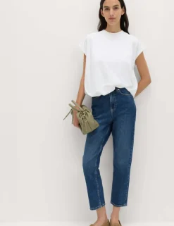 High Waisted Cropped Slim Fit Jeans