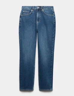 High Waisted Cropped Slim Fit Jeans