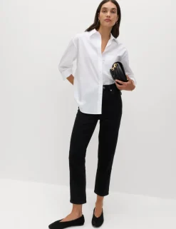 High Waisted Cropped Slim Fit Jeans