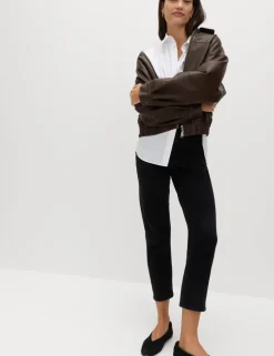 High Waisted Cropped Slim Fit Jeans